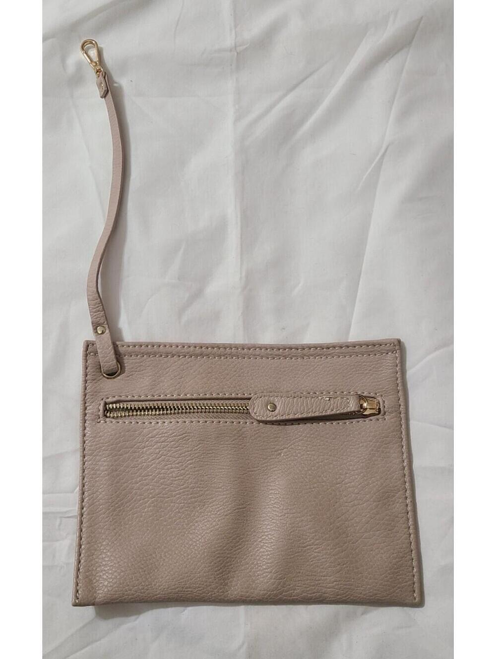 Womens Wristlet Butter Leather Blush Nude Purse Attachment Strap Coin Card Case